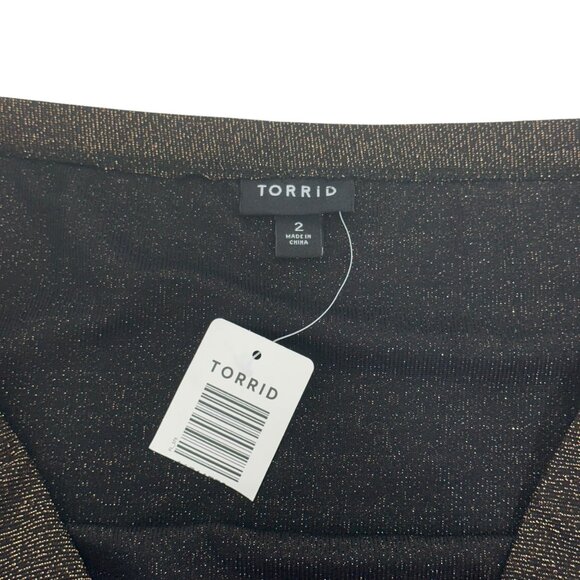 Torrid  Womens Strapless Ruched Top Size 2 Brown Metallic Sparkle - Picture 3 of 12